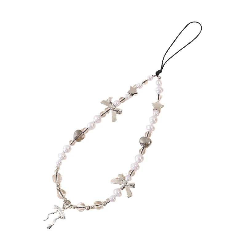 Y2K Милая крутая подвеска в виде банта украшенная бисером аксессуар для телефона