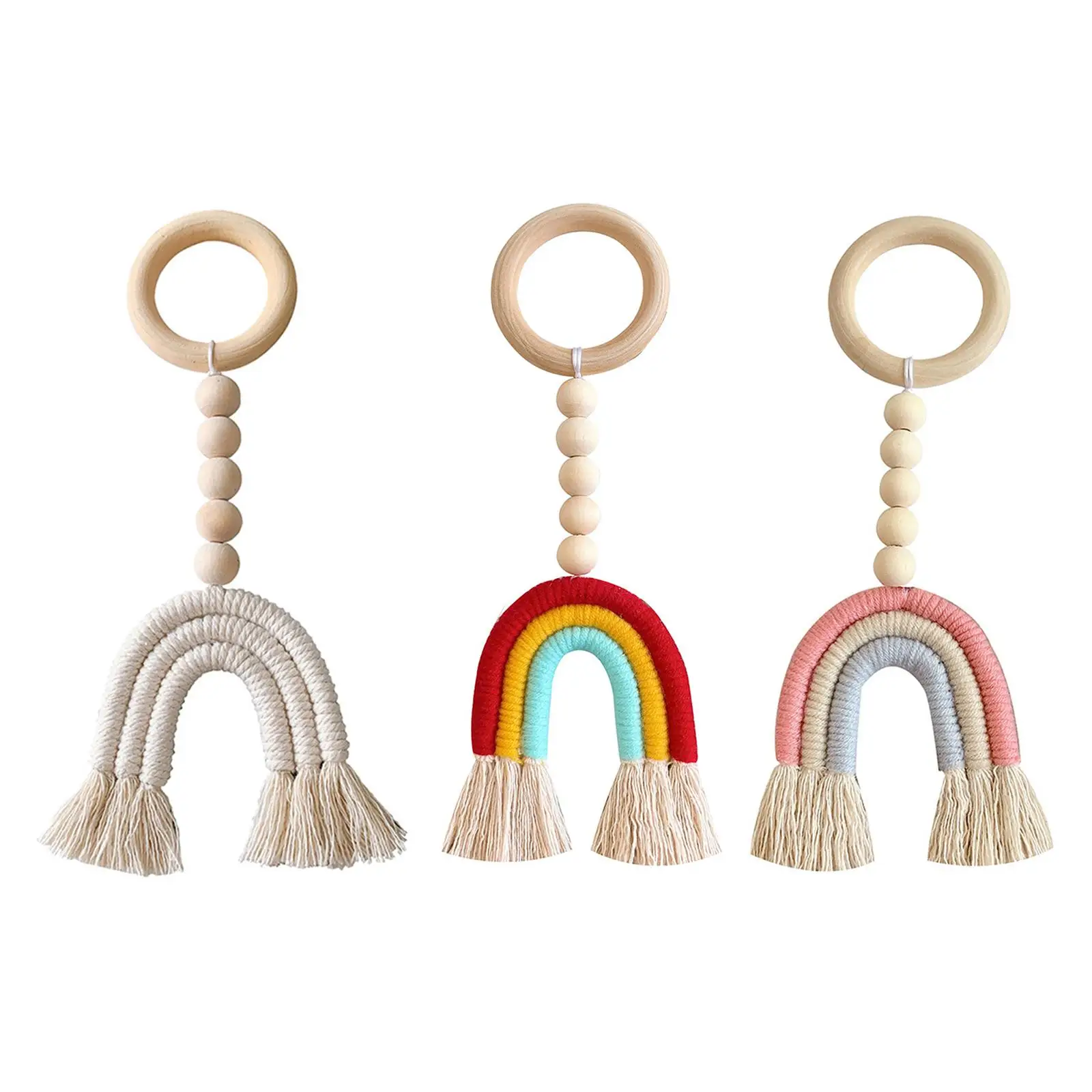 

Cotton Macrame Rainbow Wall Hanging Woven for Nursery Room Bedroom Home