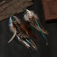 vintage handmade feather earrings jewelry wholesale accessories ladiesboho long feather pendant womens beach chain tassel earri