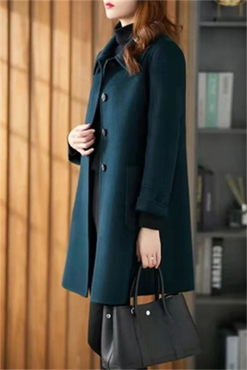 

Fashionable Age Reducing Double-Sided Velvet Coat For Women Medium Long Single Breasted Autumn Winter 2023 New Thin Woolen Coat