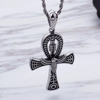 haoyi stainless steel egypt cruz pendant necklace for men fashion vintage cross symbol of life jewelry accessories