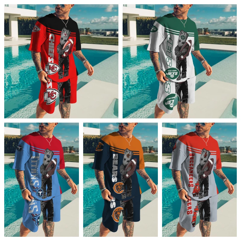 

2022 Men Tracksuit 2 Piece Set Summer Oversized T Shirt Sets O Neck 3D Printed Fashion Casual Shorts Harajuku Clothes Streetwear