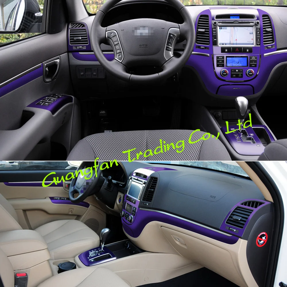 

For Hyundai SantaFe 2006-2012 Self Adhesive Car Stickers Carbon Fiber Vinyl Central control panel Decals Styling Accessories