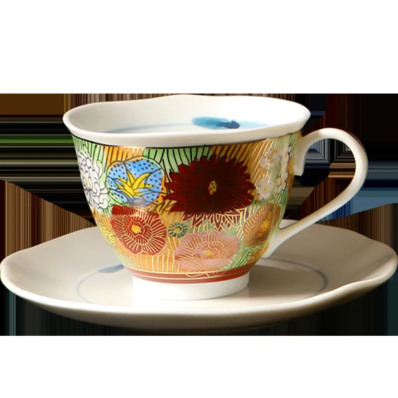 Японская керамическая кофейная чашка Koya Yaki блюдце печь юкиямы торт Golden Wer