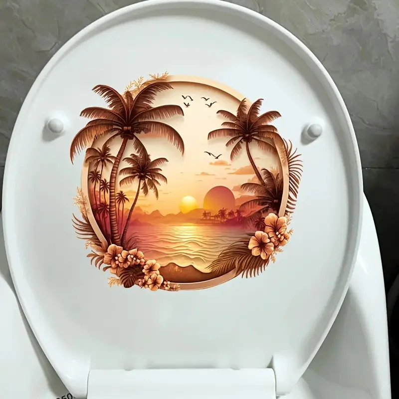 

ПВХ наклейка на крышку унитаза "Тропический закат"