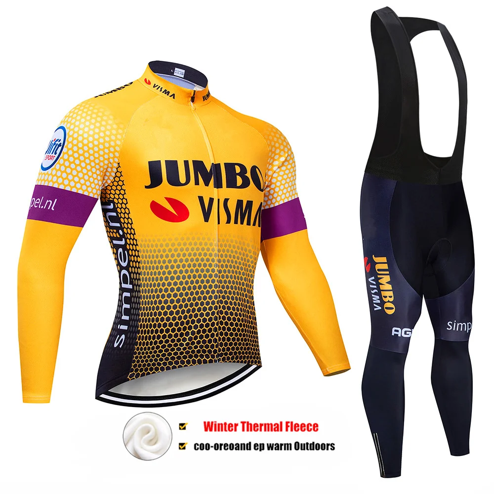 

Team Jumbo Visma 2022 Cycling Jersey Set Men France Tour Winter Clothing Long Sleeve Bike Thermal Jacket Suit MTB Ropa Ciclismo