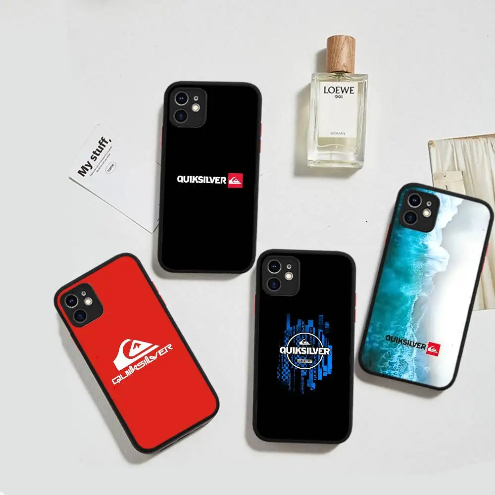 Фото Чехол для телефона Q-QuiksilverS с логотипом для IPhone 13 12 X XS MAX Pro Max 16 15 11 14 Pro Max, противоударный матовый чехол №3