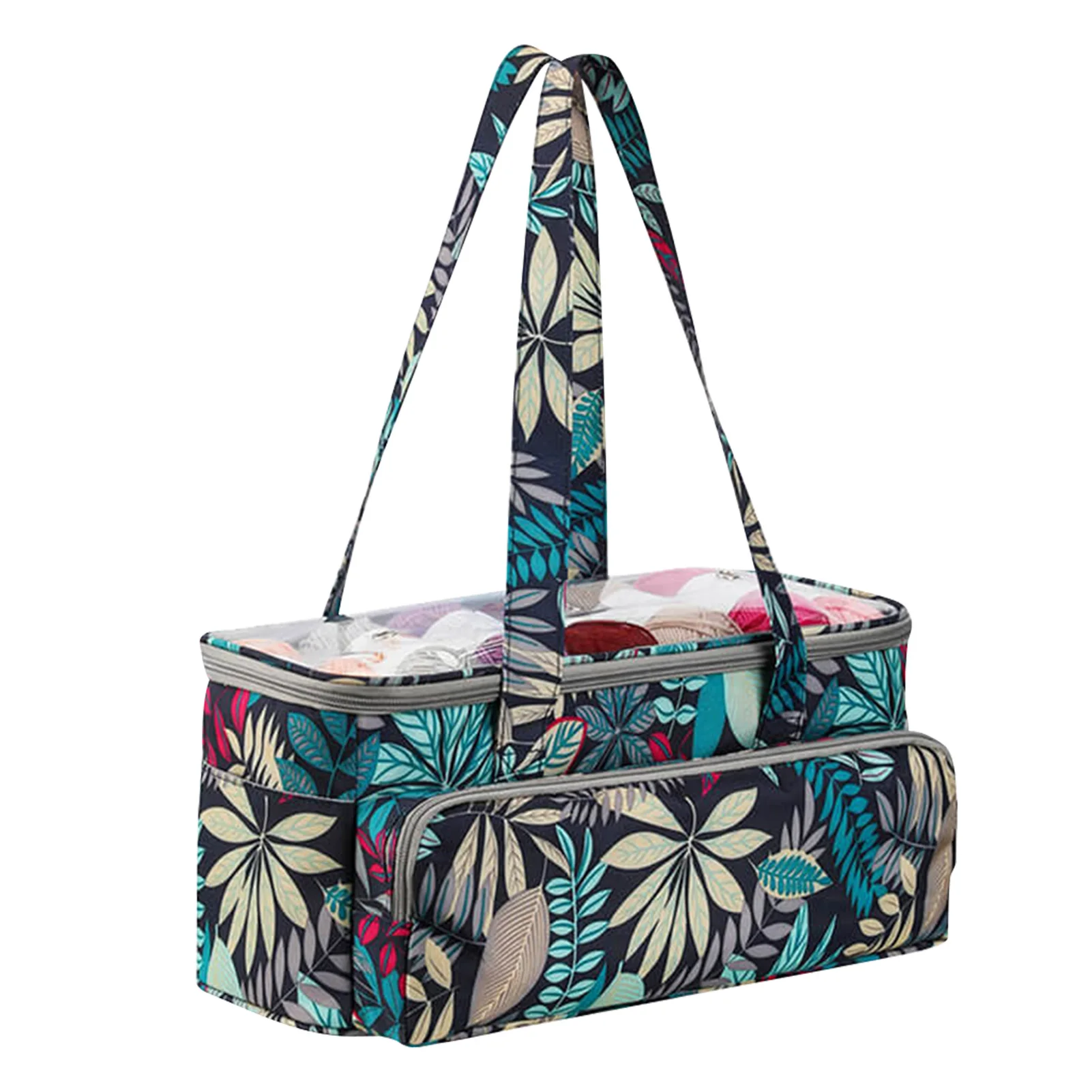 

Портативная прямоугольная сумка для хранения пряжи с цветочным принтом