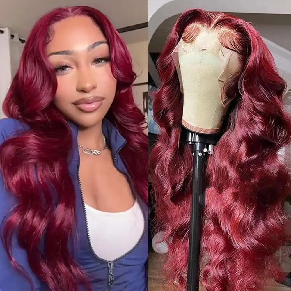 

99J Burgundy Boby Wave Lace Wigs 613 Lace Front Wigs Synthetic Wig Pre Plucked Hairline With Baby Hair Costume cosplay wigs