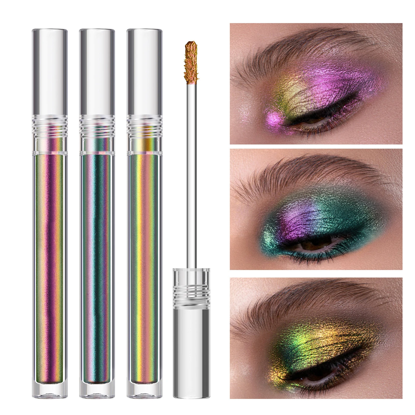 

Tricolor Glitter Gradient Laser Liquid Eyeshadow Set Long Lasting Multichrome Shiny Aurora Party Cosmetic Eye Shadow Pigments