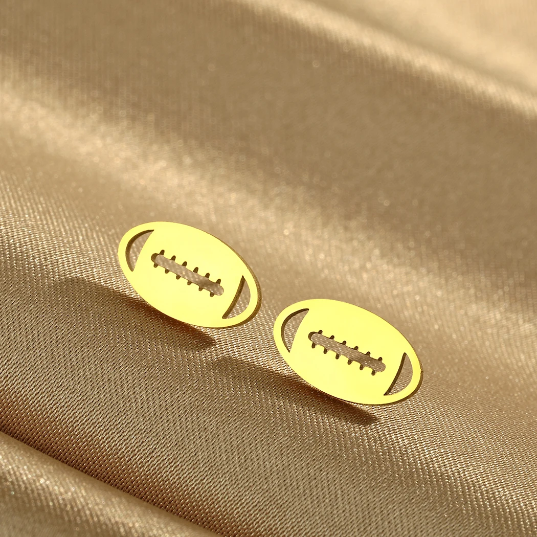 CHENGXUN серьги-гвоздики в виде мяча для регби из нержавеющей стали подарок игрока