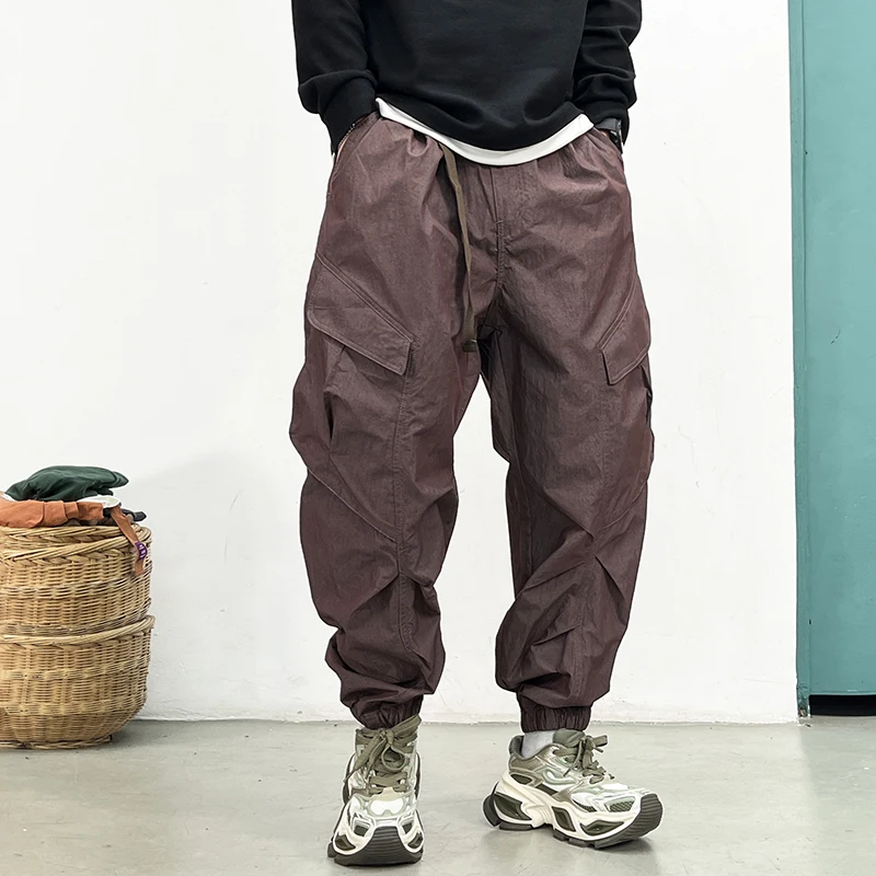 Корейские брюки-карго Techwear, мужские весенне-летние быстросохнущие легкие уличные брюки, повседневные свободные зауженные брюки для бега, модные хип-хоп (art.: 3920cf4f83adf) - 3920cf4f83adf