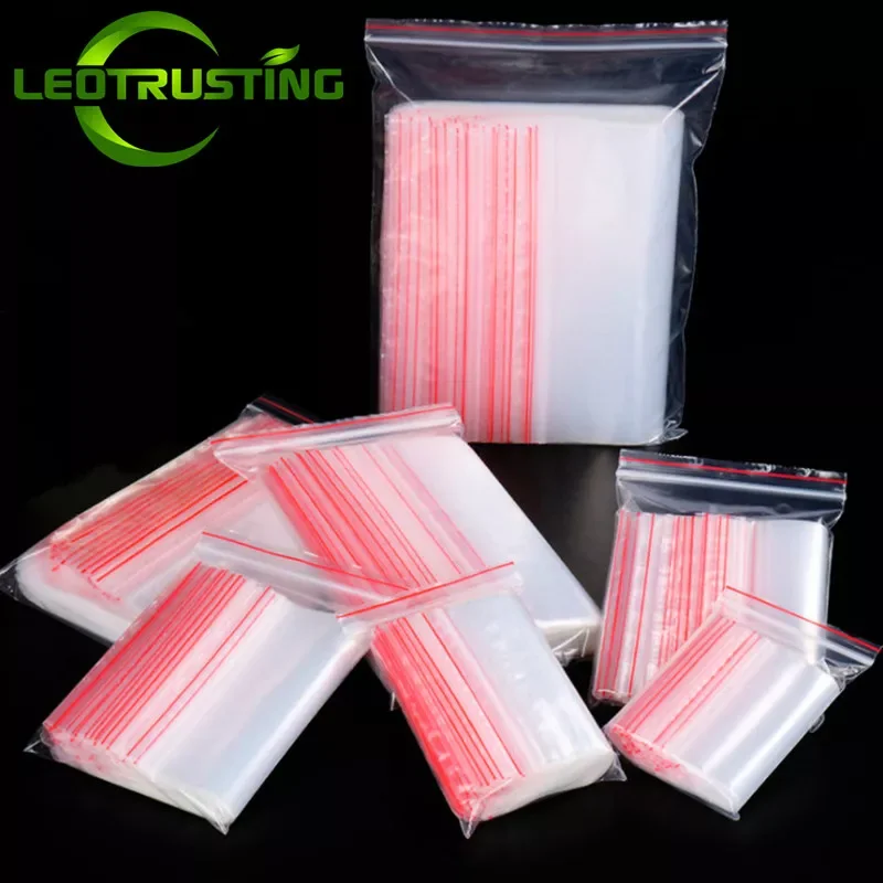 

50micron 100pcs/pack High Clear PE Zip Lock Bags Reclosable Plastic Sugar Candy Dried Fruits Powder Books Gifts Cookies Pouches