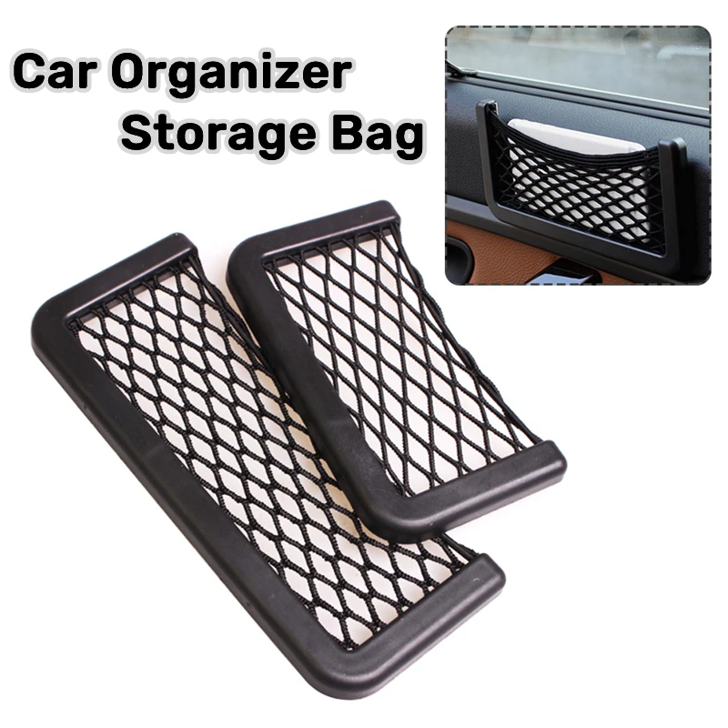 

Car Organizer Storage Bag Auto Paste Net Pocket Mobile Phone Holder Sundry Stowing Tidying Universal Auto Interior Accessories