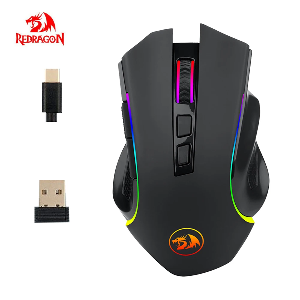 Rechargeable Wireless and USB Wired Mouse Ergonomic Gaming Mice 8 Buttons RGB Backlight 4000 DPI for Laptop Computer Pro Gamer