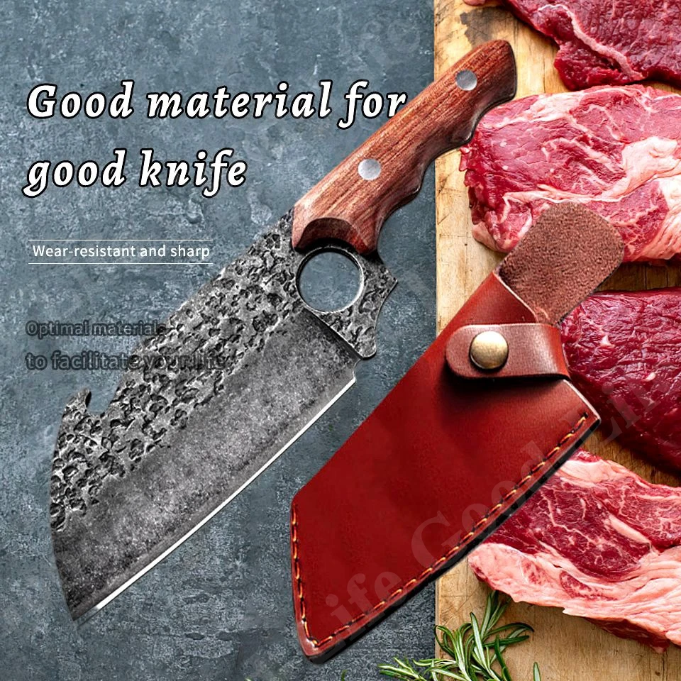 

Кованый нож для обвалки, кухонный нож мясника, дамасский Многофункциональный китайский нож с лазерным узором, мясницкий нож, резак для овощей