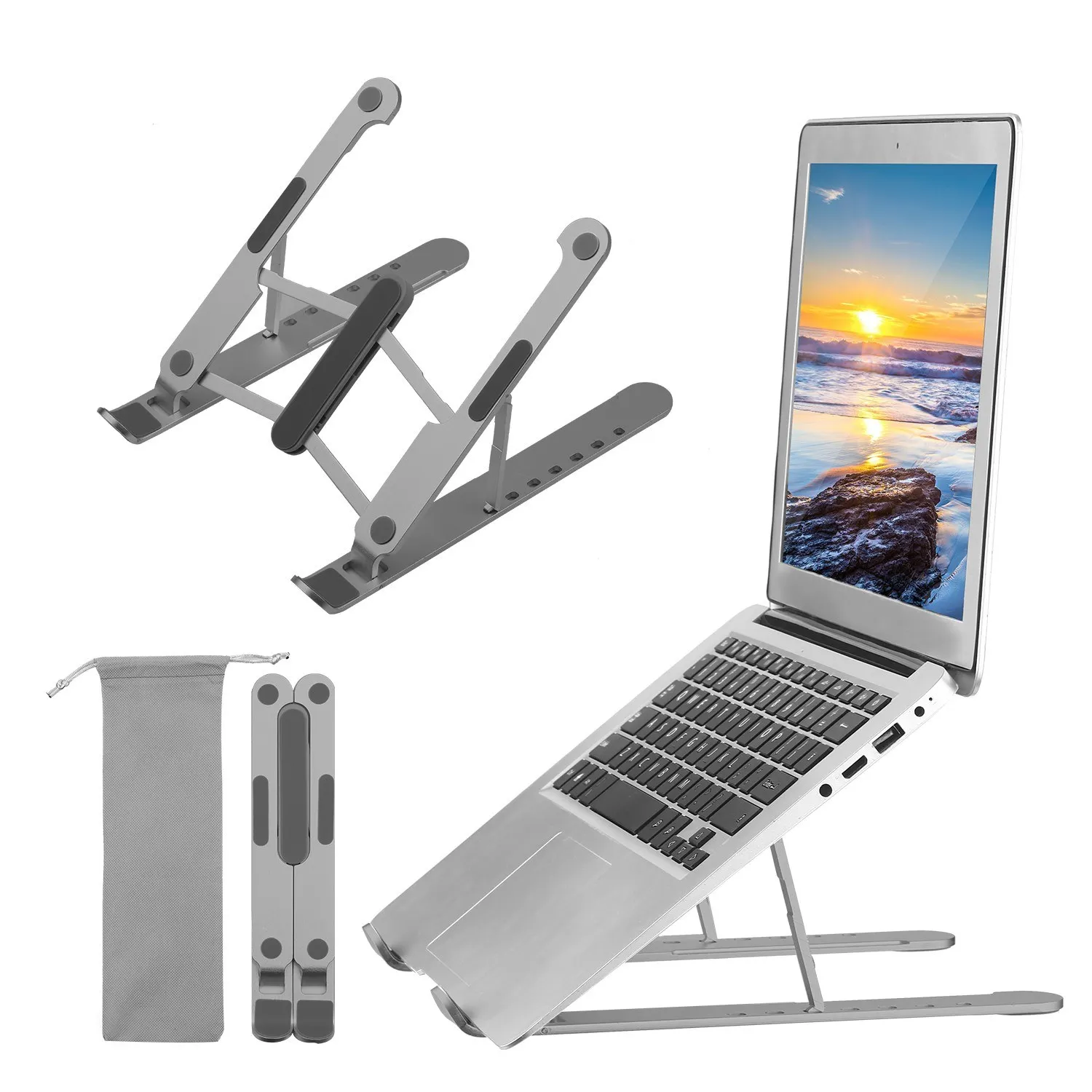 

Laptop Stand Adjustable Portable Computer Riser Tablet Elevator for Desk Cooling Aluminum