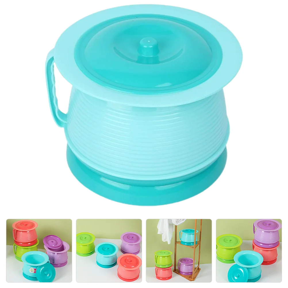 

Unisex Chamber Pot with Lid Spittoon Chamber Bucket Plastic Bedpan Household Night Urine Jug
