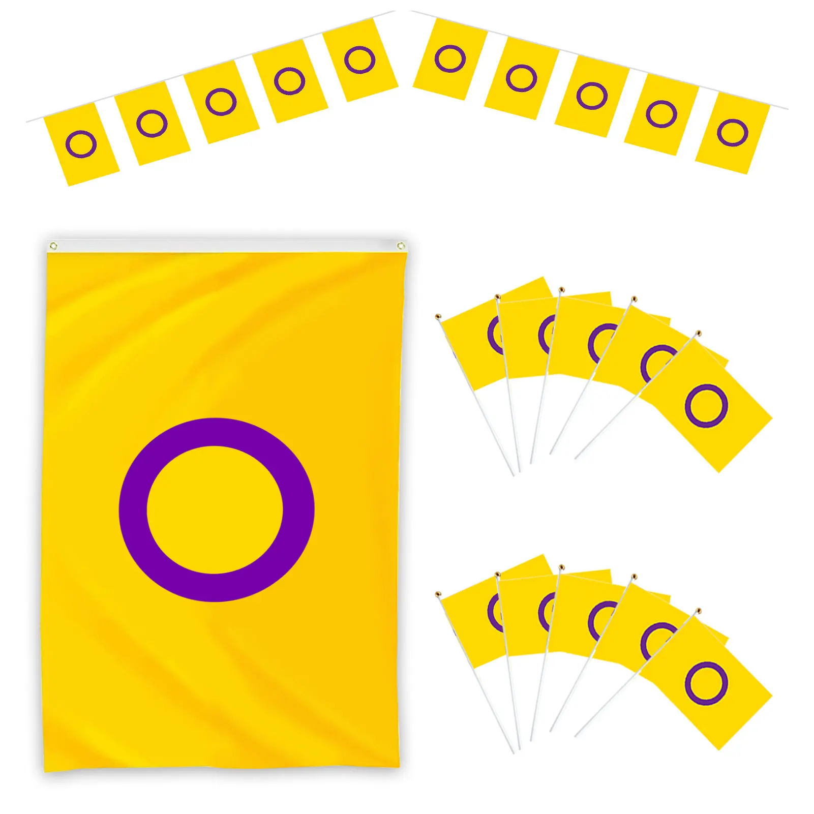 

Intersex Pride Flag Set Gay Flag Set Vivid Color And Fade Proof Inclusive Progressive Gay Pride LGBT Bisexual Lesbian