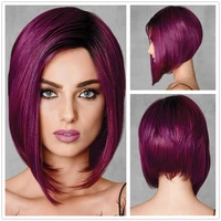 gnimegil synthetic burgundy short wig for woman bob haircut soft straight hairstyle women ombre wigs natural looking disco party