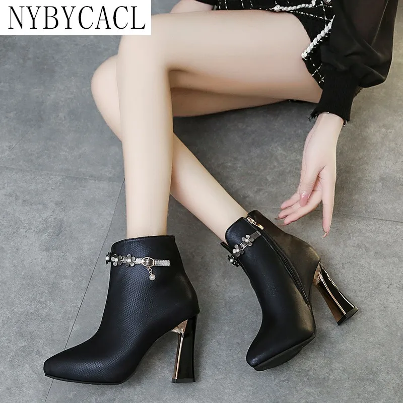 Fashion Women's Shoes Autumn New High-heeled Shoes 2022 Short Tube Pointed Toes Women's Bare Boots Casual Versatile Party Shoes