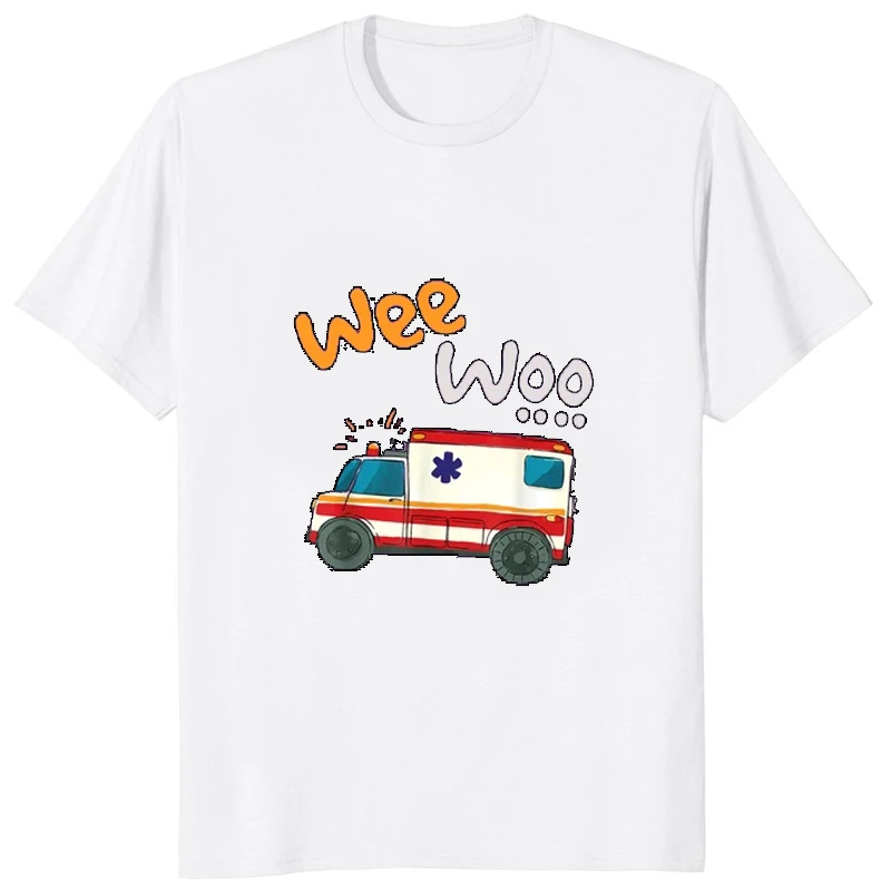 Смешной юмор футболки с рисунком парамедика Wee Woo EMT скорая помощь Мужская одежда