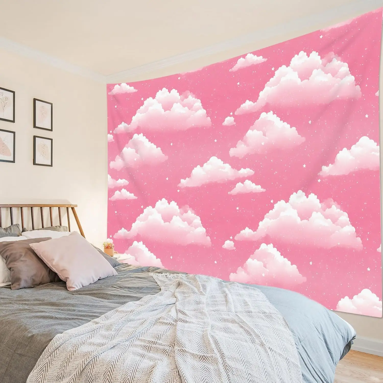 Розовый гобелен с облаком 100% полиэстер