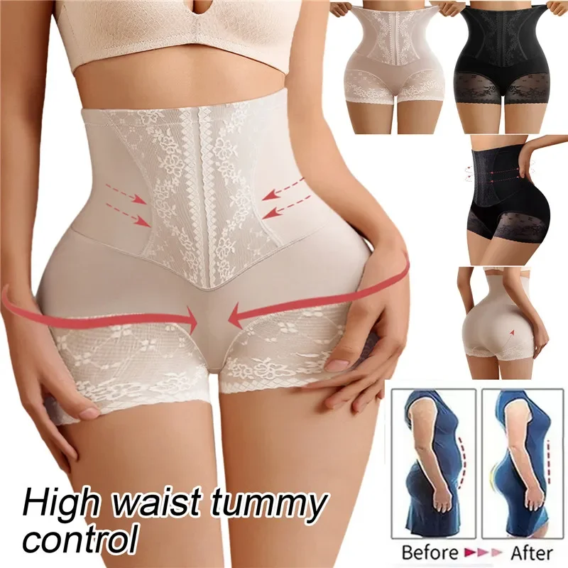 

Women High Waist Control Panties Seamless Shapewear Briefs With Lace Slimming Shorts Flat Belly Shaping Postpartum Underwear