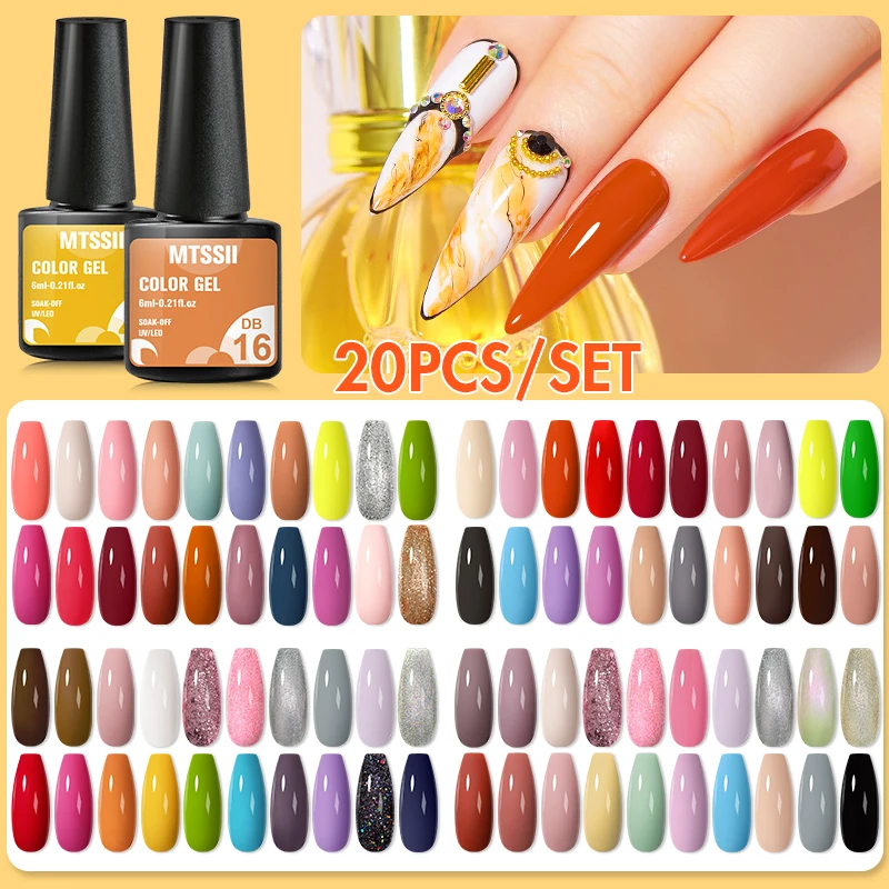 

Nail Polish Set 20/27pcs Set Gel Polish Semi Permanent Bright Color Gel Soak Off Uv Gel With Base Matte Top Coat Manicure Set