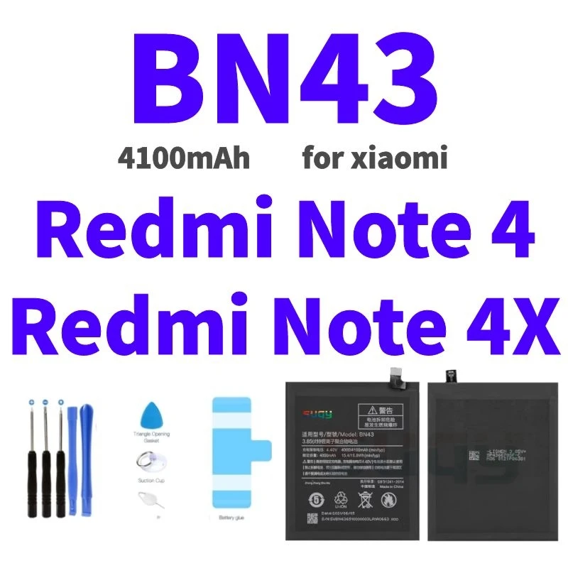 

4100mAh BN43 Battery for xiaomi Redmi Note 4 4X Bateria for Redmi Note 4/4X Battery Replacement Batterie for Note 4 4X Batteria
