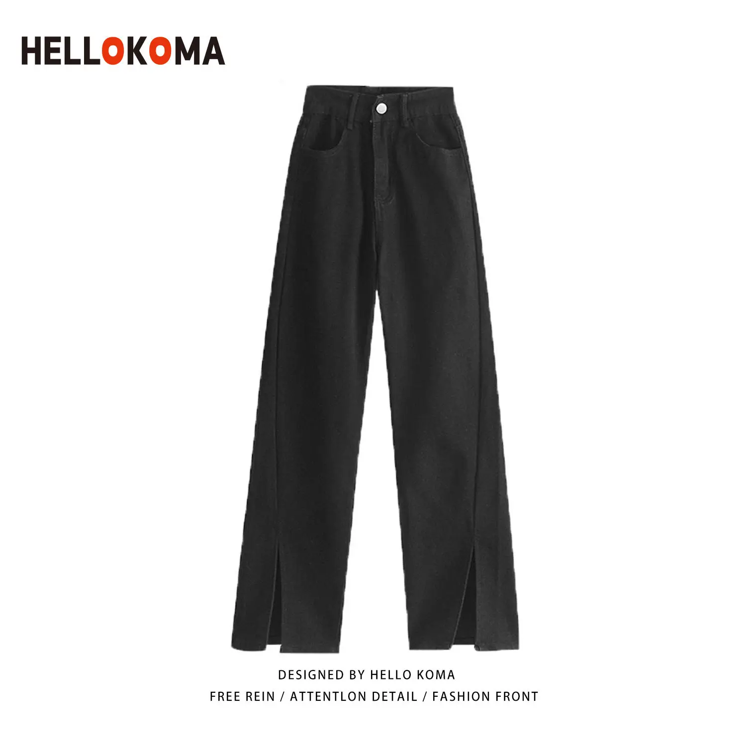 

Baggy Jeans Women Niche Design Split Jeans Female Daddy Pants High Waist Straight Loose Wide Leg Pants Tide Woman Denim Jeans XL