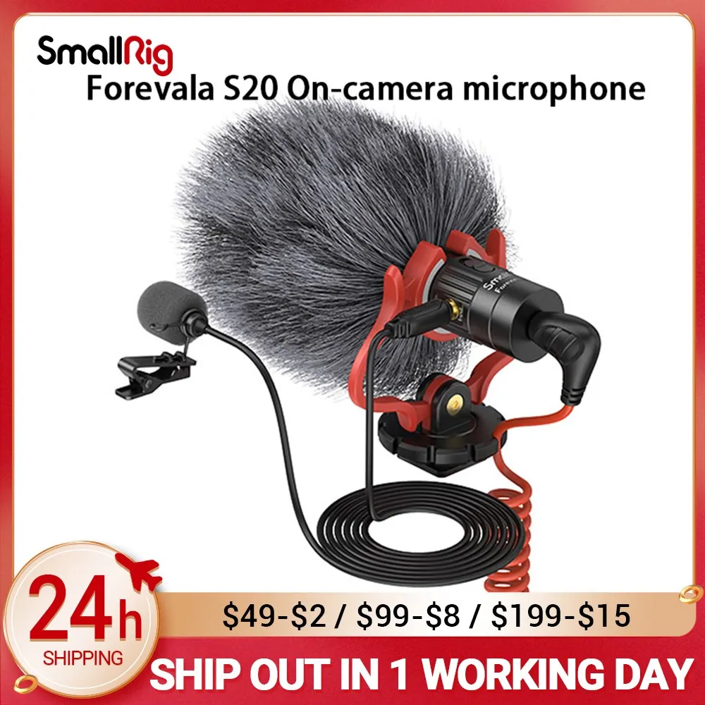 

SmallRig S20 On-Camera Microphone with Shock Mount Video Microphone Stereo Mic for DSLR Cameras for iPhone and Smartphones 3468