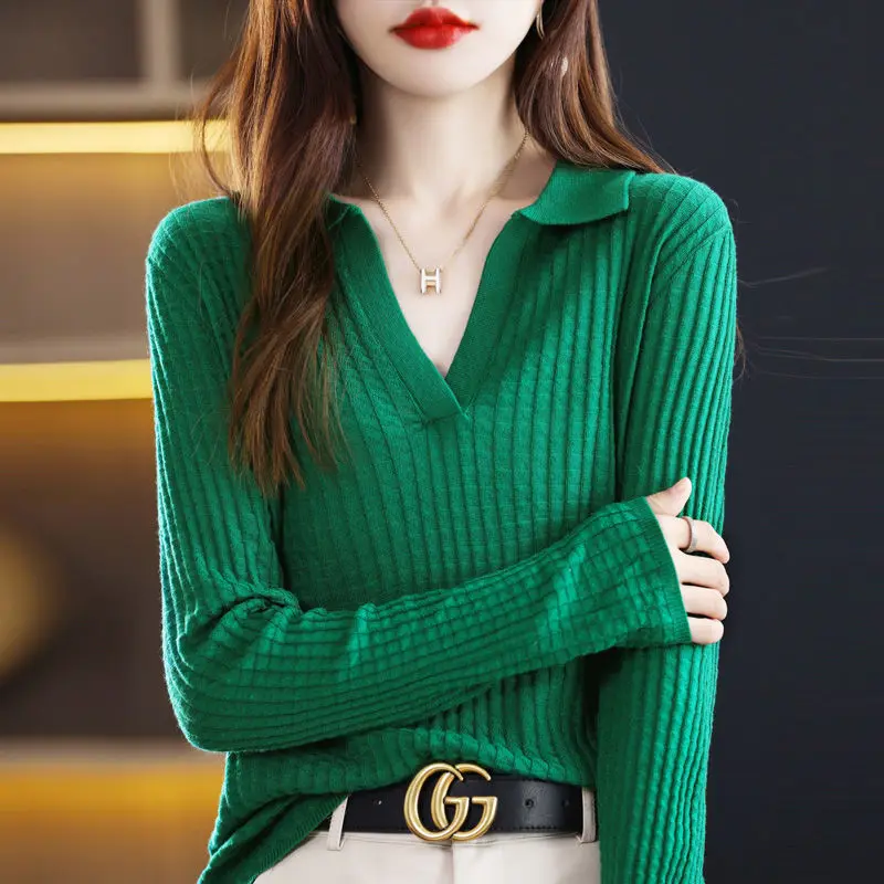 

Женский шерстяной свитер с V-образным вырезом, Осень-зима 2023