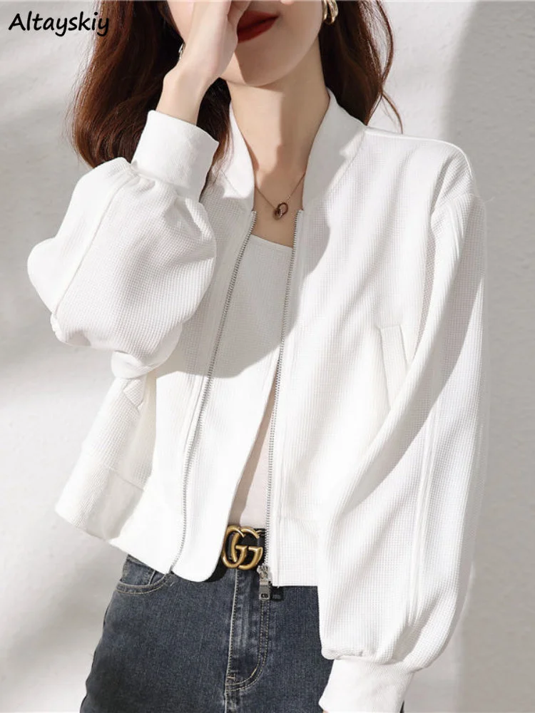 

Jackets Women All-match Cropped Popular Minimalist Pure Classic Spring Basic Daily Leisure Korean Style Ladies Design Retro New