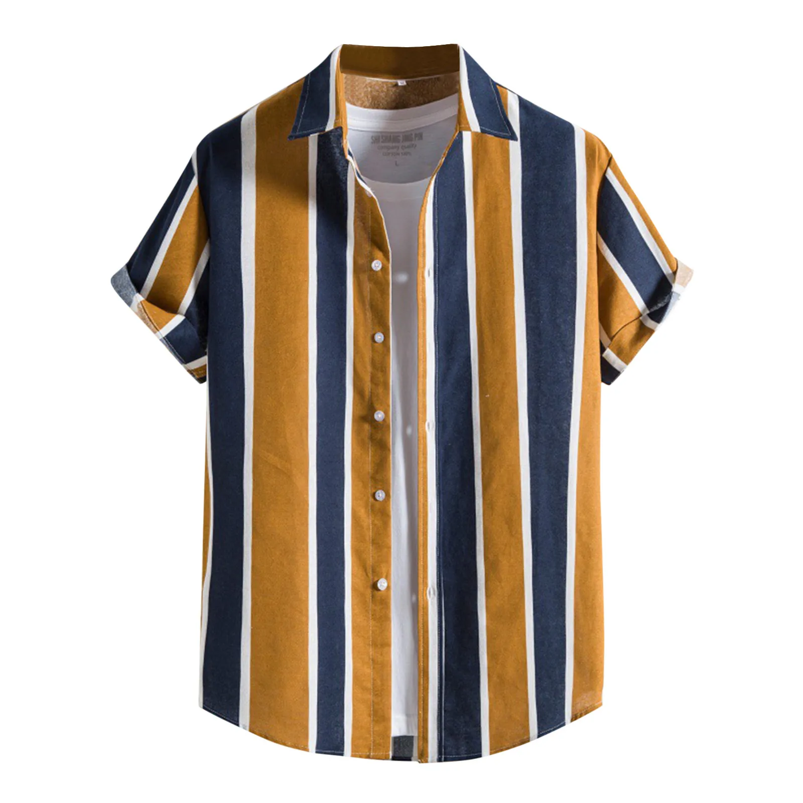 

Baggy Shirts Men Summer Printed Top Shirt Collar Cotton And Linen Fashion Top Casual Loose Short Sleeved Shirt Beach Shirt