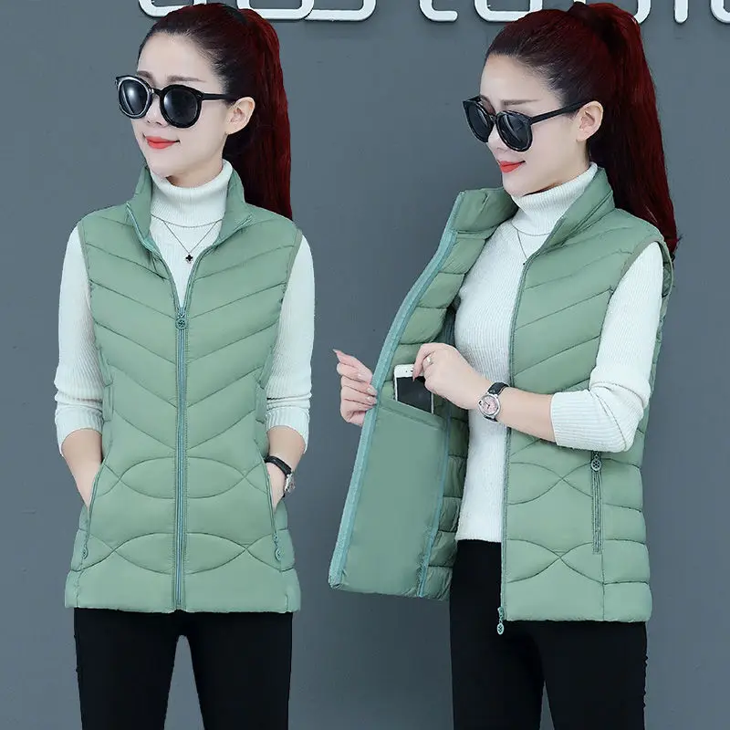 

New Women Solid Color Vests Hooded Female Vest Cotton Padded Sleeveless Coat Ladies Waterproof Warm Thick Waistcoat Outwear G32