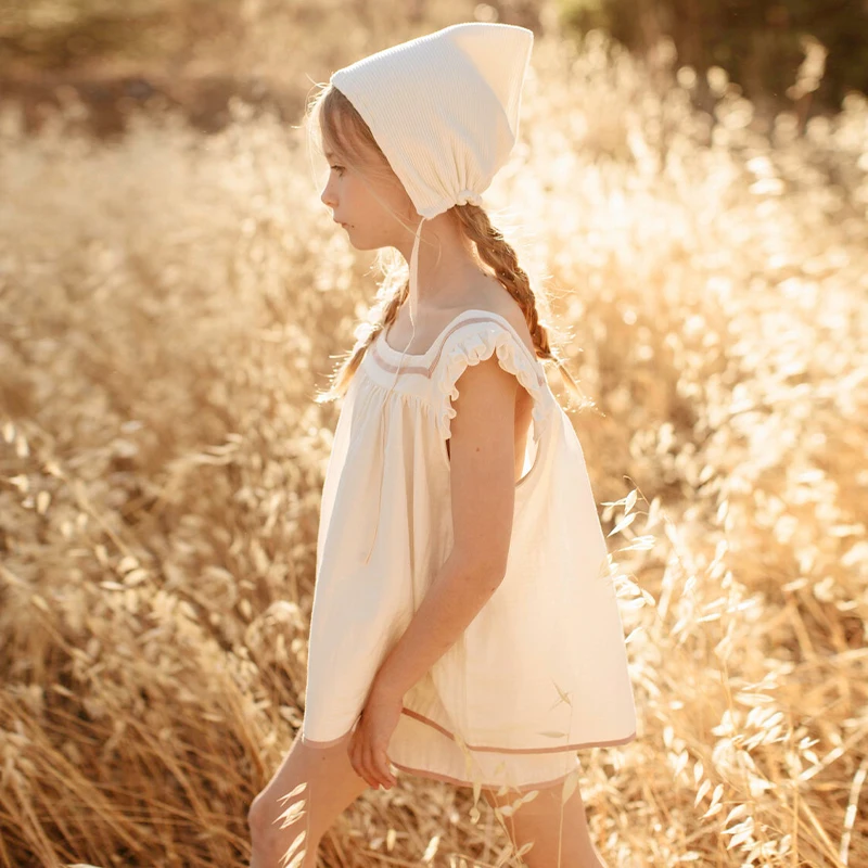 

100% Cotton Gorgeous Ruffle Girls Suit Summer New Children's Square Collar Sleeveless Top + Drawstring Shorts Casual Sets TZ127