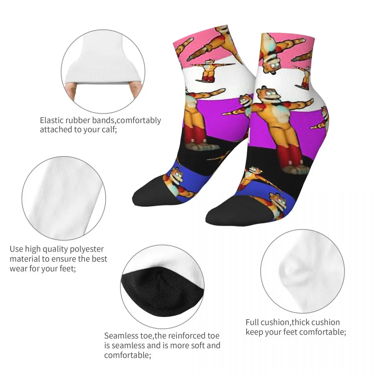 Glamrock Freddy Fazbear Genderfluid Pride Flag Meme Socks Harajuku Stockings All Season for Man's Woman's Christmas Gifts