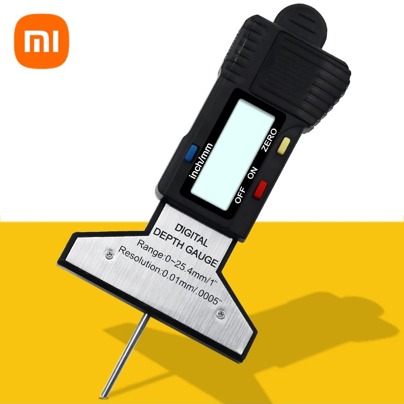 

Цифровой измеритель глубины протектора Xiaomi, черная линейка для измерения давления в шинах, 0-25 мм, электронный Калибр