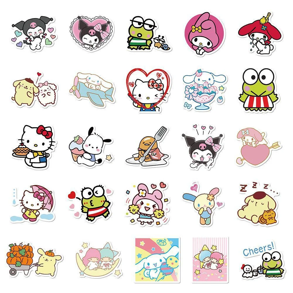 Набор Наклеек Sanrio Hello Kitty Kuromi Melody Для Автомобиля Ноутбука Телефона Декоративные