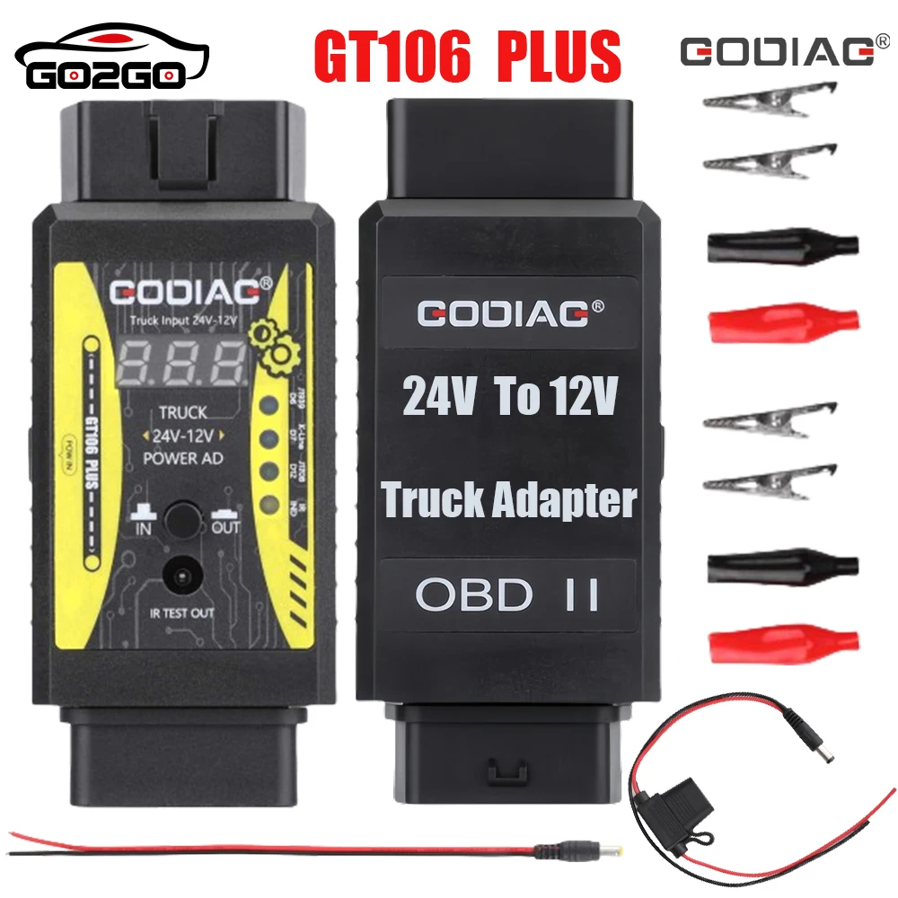 Godiag GT106 PLUS OBD2 адаптер для тяжелых грузовиков от 24 В до 12 Easydiag/Golo/ThinkCar/ICarScan/Thinkdiag