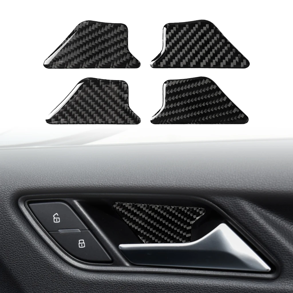 

For Audi A3 8V S3 2014-2018 4pcs Auto Inner Door Handle Bowl Cover Trim Stickers Carbon Fiber Interior Accesorios Para Vehículos