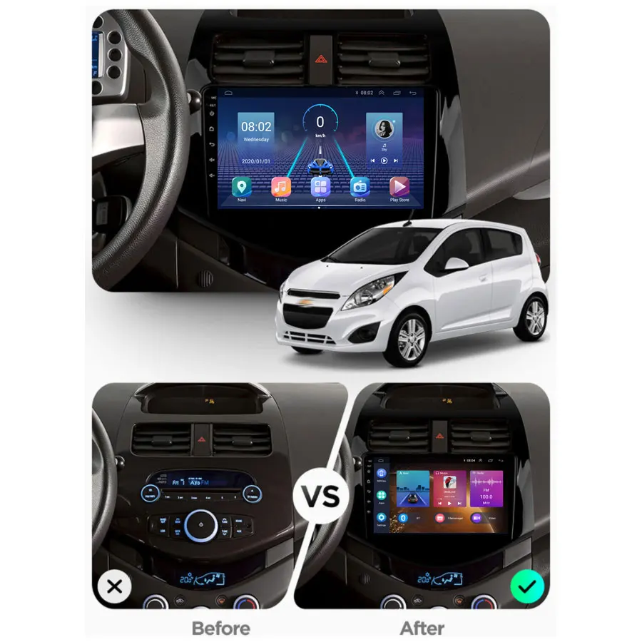 JUSTNAVI QT5 IPS Android 10 для Chevrolet Spark 2010 2011-2014 GPS автомобильное радио 0 Navi мультимедийный