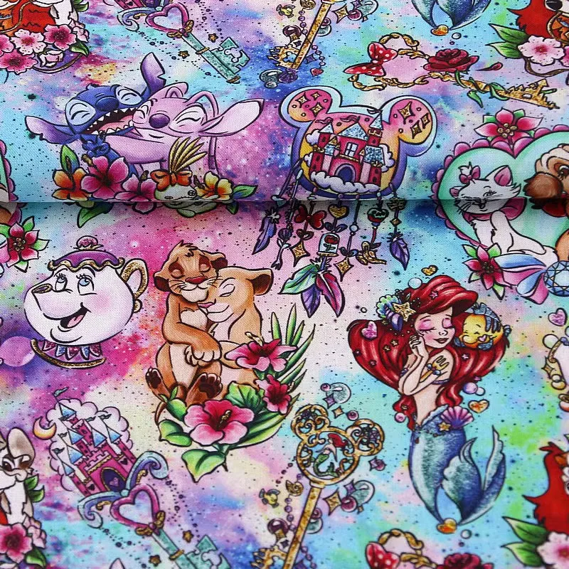 Русалка Ариэль 45x140 см, 100 хлопчатобумажная ткань с принтом, ткань для шитья, ткань для лоскутного шитья, рукоделия, аксессуары ручной работы