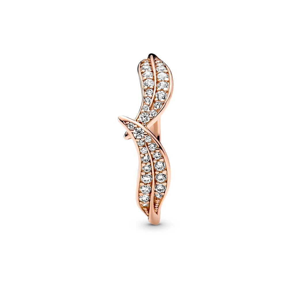 Pandora-Bague en argent regardé 925 avec sac pour femme, conception de niche, fouet élégant, feuilles de Rotterdam, bijoux fantaisie, cadeau