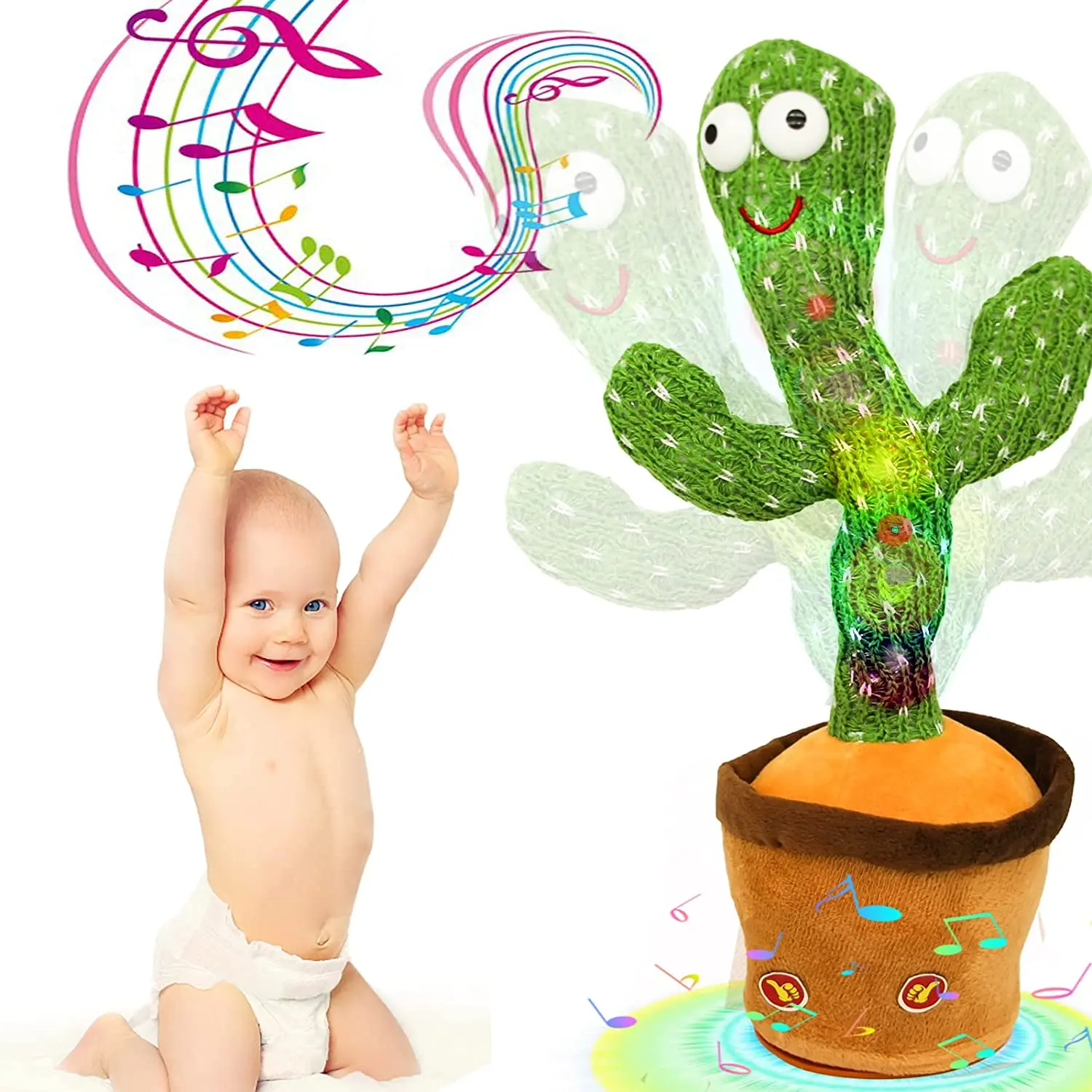 

Kids Dancing Talking Cactus Toys for Baby Boys and Girls, Talking Sunny Cactus Toy Electronic Plush Toy Singing, LED Lighting