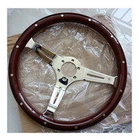 universal 15 inch car steering wheel classic solid wood silver spokes modified racing steering