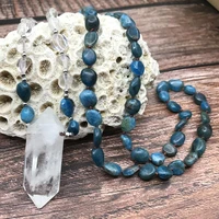 raw blue apatite bead knotted handmade necklaces white quartz crystal double point pendant yoga mala prayer women jewelryqc0153