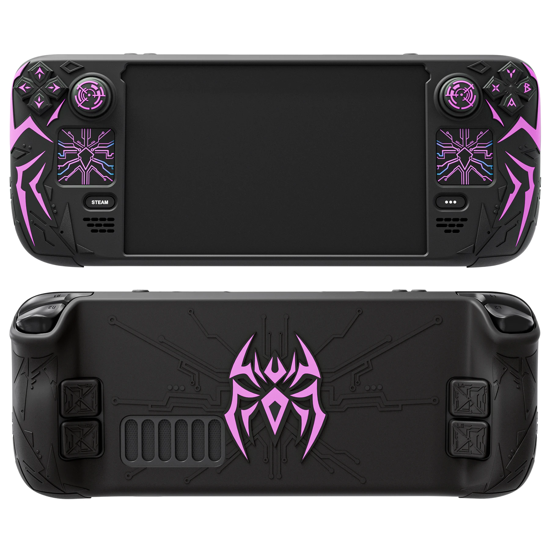 Фото Защитный чехол PlayVital Cyber Spider для Steam Deck OLED/LCD, противоскользящий силиконовый чехол с улучшенными кнопками на задней панели №1