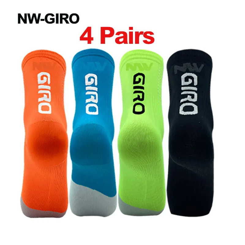 NW-GIRO 4pairs 2022 New Cycling Socks Bike Nurse Compression Road Running Mtb Knee-high White Sports Funny Brand Black - купить по